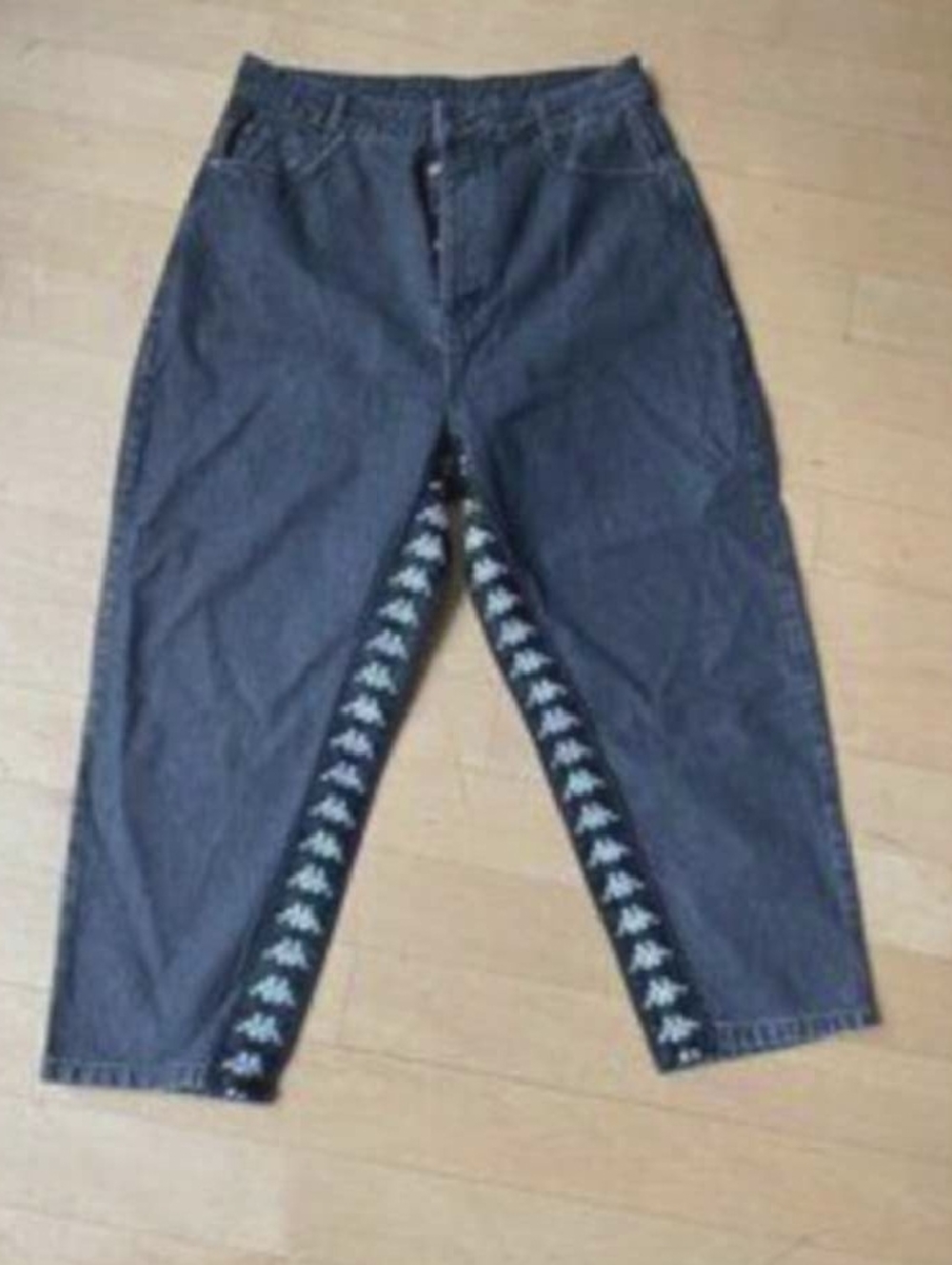 Kappa Relaxed Black Jeans with Branded Side Tape